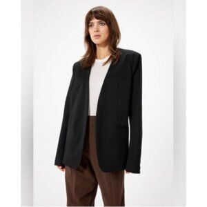 Sophie Rue Collarless Open Blazer Jacket Black Stretch Womens Small Chic Office